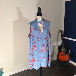 Mock neck sleeveless dress